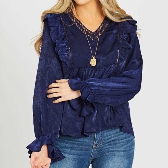 [Altar’d State] NEW Navy Maeve Bohemian Top - Picture 1 of 8